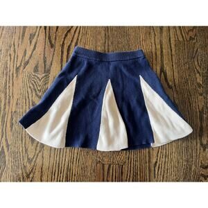 Hanna Andersson girls full knit skirt size 4 (100) navy beige 100% cotton